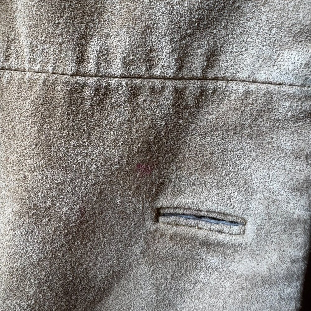 Dennis Basso Vintage Tan Suede Coat Ethically Made in USA Y2K Tailored Fit XS - Picture 14 of 16